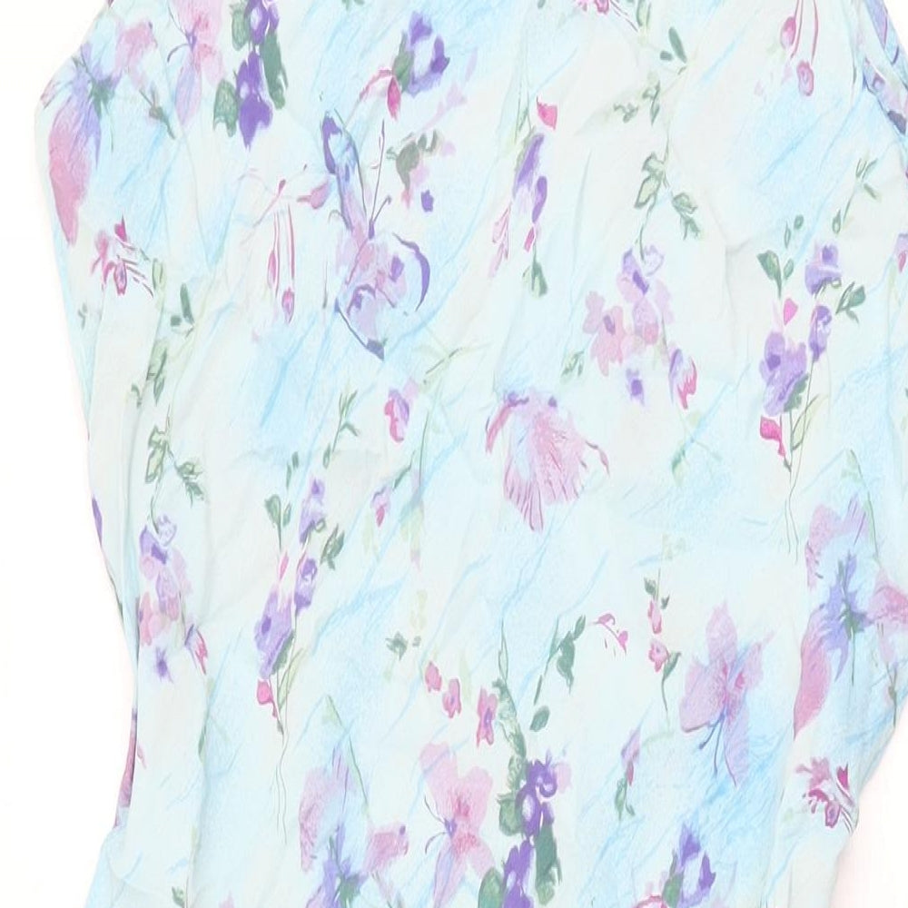 DASH Womens Blue Floral Viscose Maxi Size 14 Round Neck Pullover