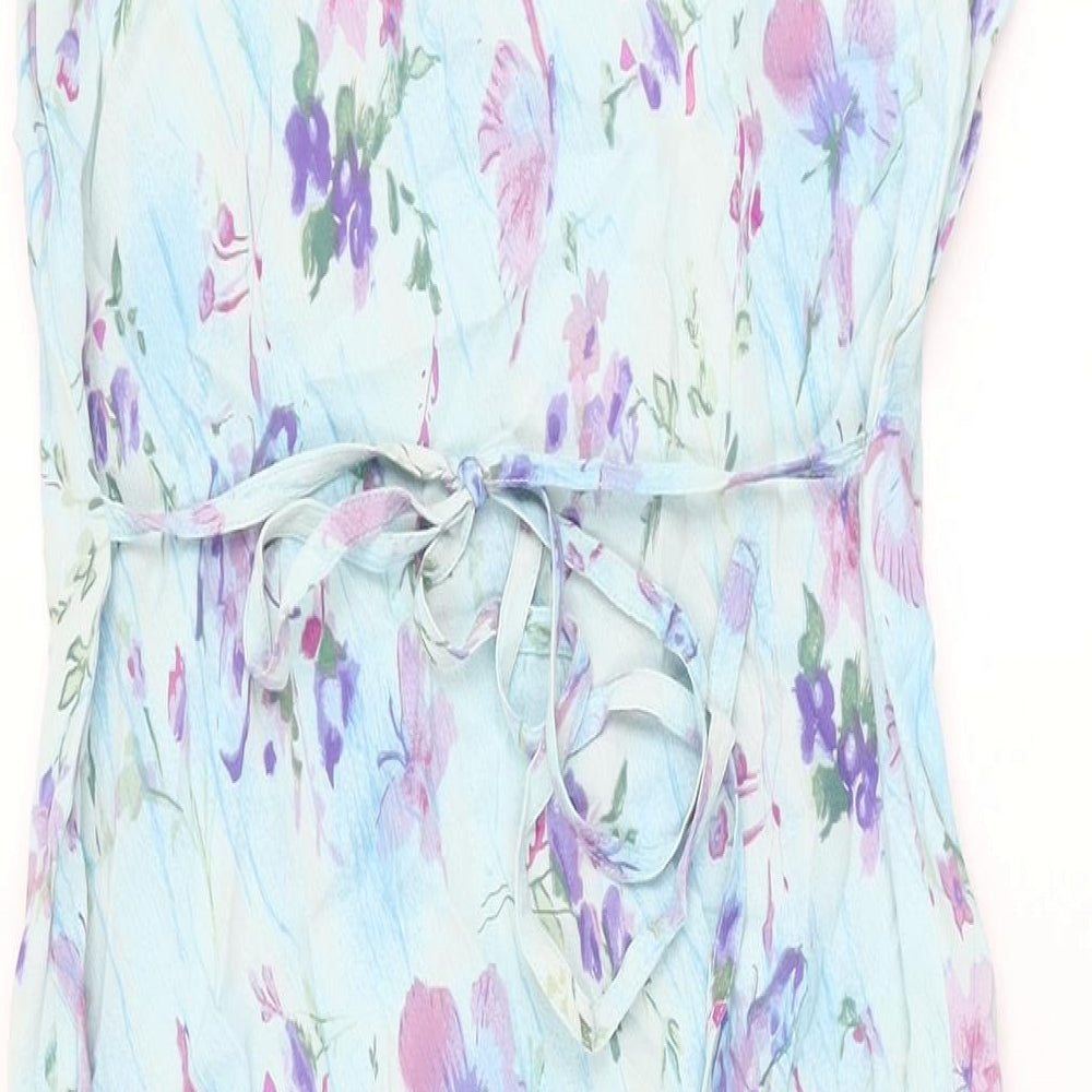 DASH Womens Blue Floral Viscose Maxi Size 14 Round Neck Pullover