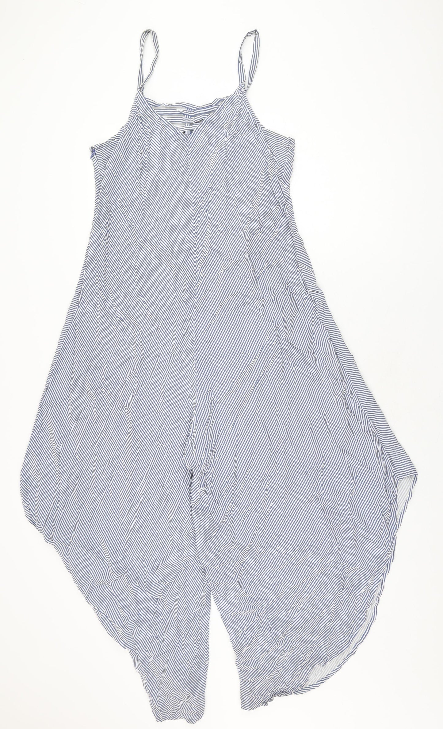 Coco Bianco Womens Blue Striped Viscose Jumpsuit One-Piece Size L L22 in Zip