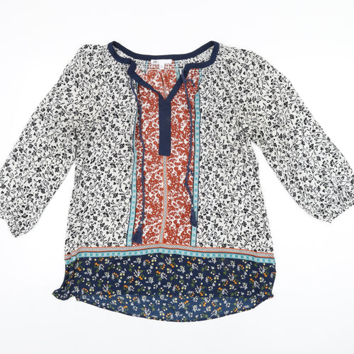 DR2 Womens Multicoloured Floral Polyester Basic Blouse Size M V-Neck