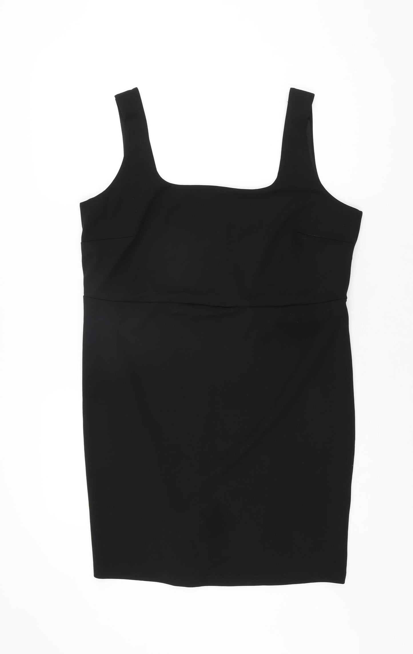 H&M Womens Black Polyester Mini Size XL Square Neck Pullover