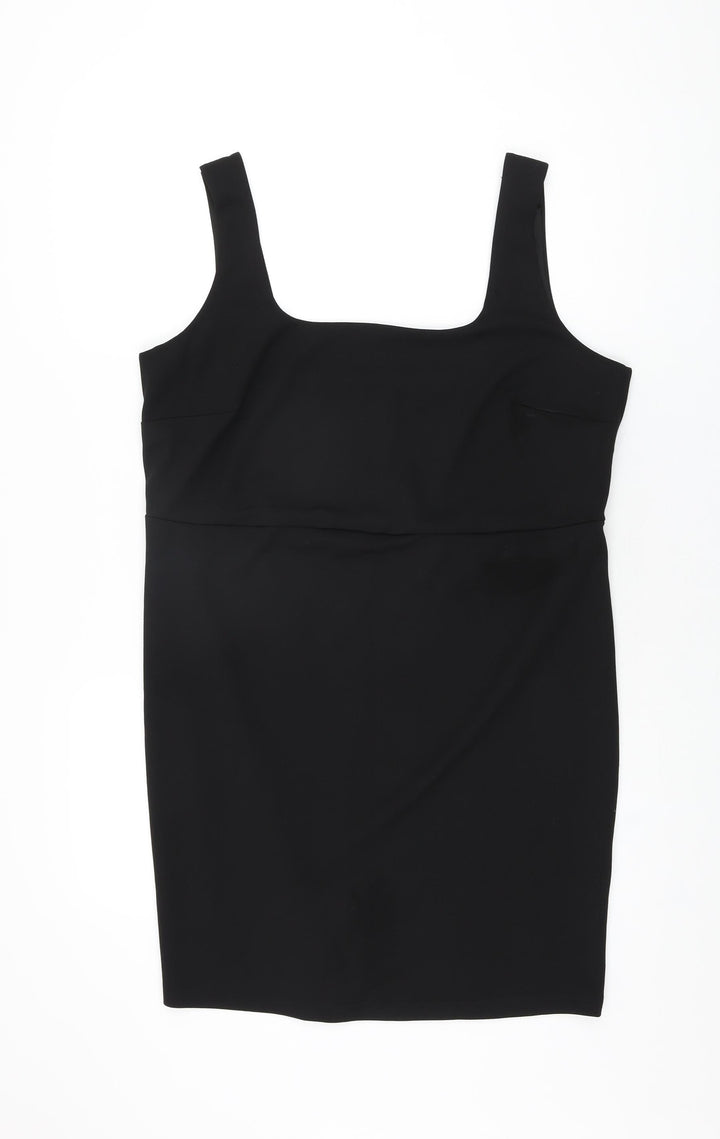 H&M Womens Black Polyester Mini Size XL Square Neck Pullover