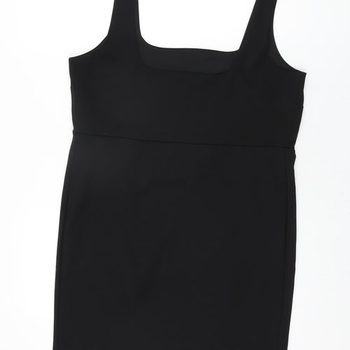H&M Womens Black Polyester Mini Size XL Square Neck Pullover