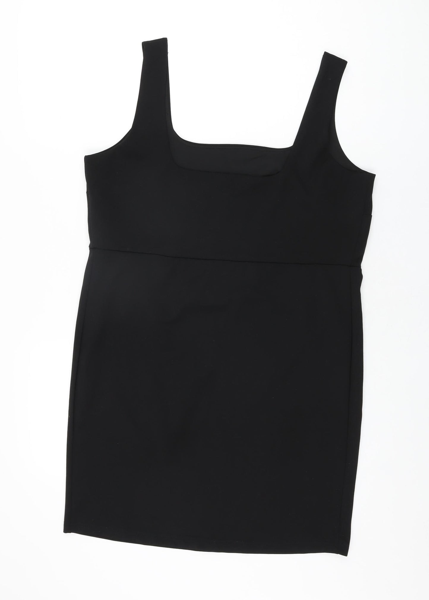 H&M Womens Black Polyester Mini Size XL Square Neck Pullover