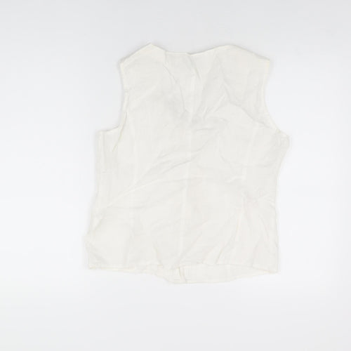 Minuet Womens White Ramie Basic Button-Up Size 12 Scoop Neck