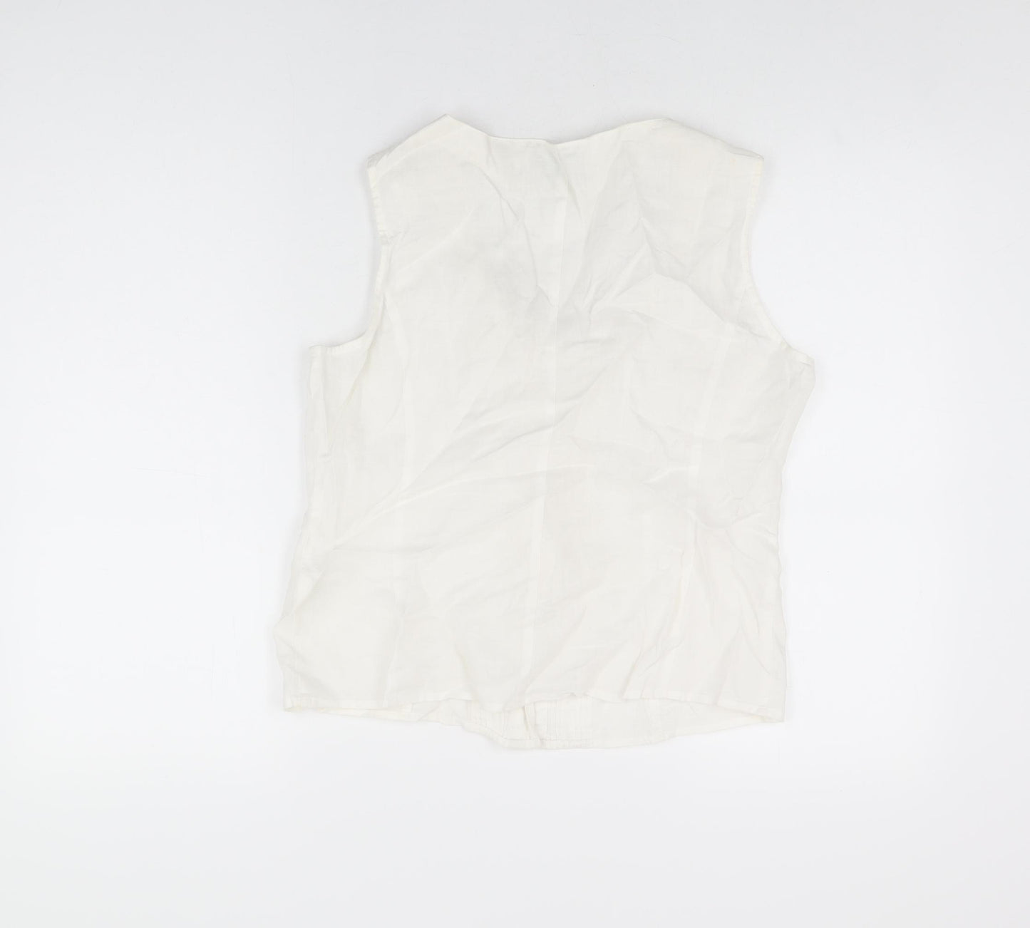 Minuet Womens White Ramie Basic Button-Up Size 12 Scoop Neck