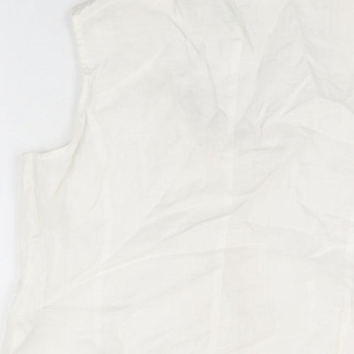 Minuet Womens White Ramie Basic Button-Up Size 12 Scoop Neck