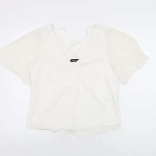 New Look Womens White Polyester Basic Blouse Size 12 V-Neck