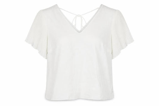 Front view of New Look women’s white polyester basic blouse, size UK 12, v-neck