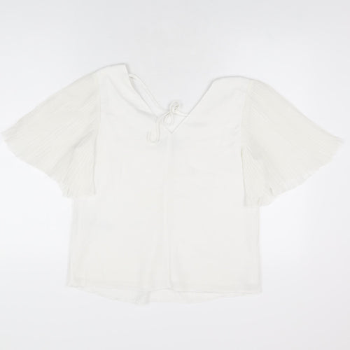 New Look Womens White Polyester Basic Blouse Size 12 V-Neck