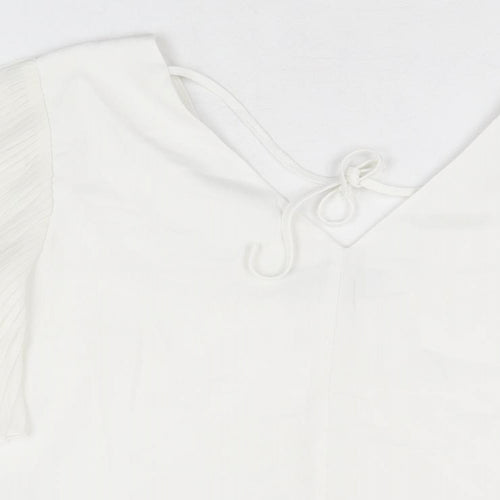 New Look Womens White Polyester Basic Blouse Size 12 V-Neck