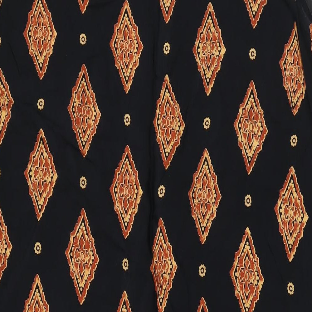 Etam Womens Black Geometric Viscose Shift Size 18 Round Neck Pullover