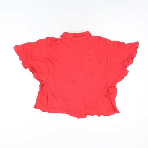 Topshop Womens Red Viscose Basic Button-Up Size 8 Collared