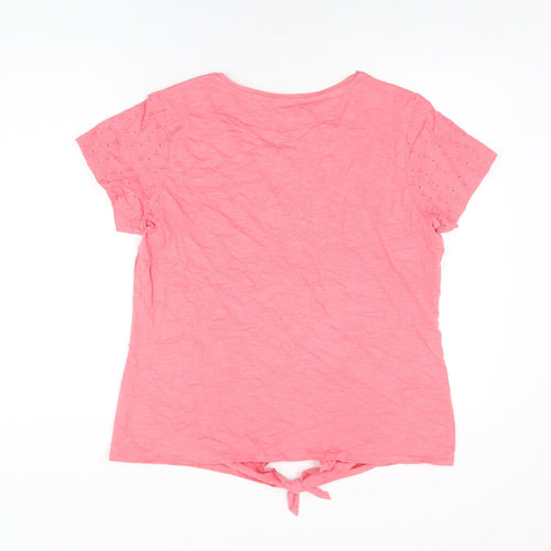 M&Co Womens Pink Cotton Basic T-Shirt Size 18 Round Neck