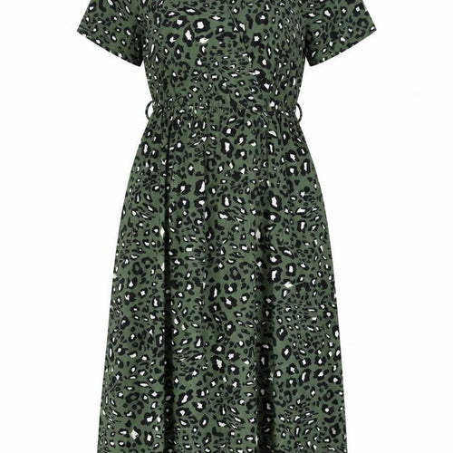 Gini London Womens Green Animal Print Polyester A-Line Size S V-Neck Pullover - Size S/M