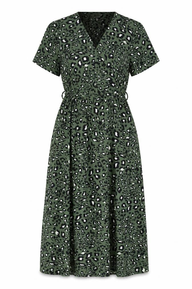 Gini London Womens Green Animal Print Polyester A-Line Size S V-Neck Pullover - Size S/M
