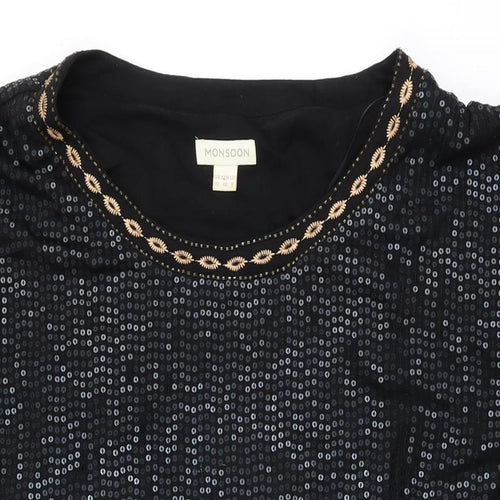 Monsoon Womens Black Polyester Shift Size 12 Round Neck Pullover