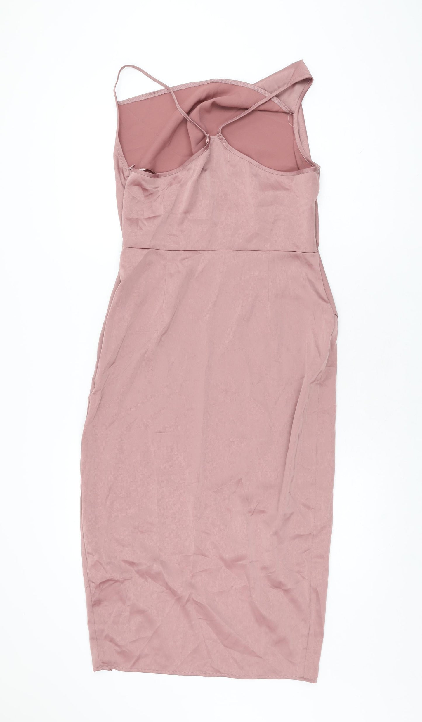 Missguided Womens Pink Polyester Bodycon Size 10 Cowl Neck Zip