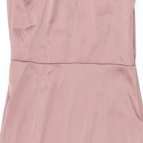 Missguided Womens Pink Polyester Bodycon Size 10 Cowl Neck Zip
