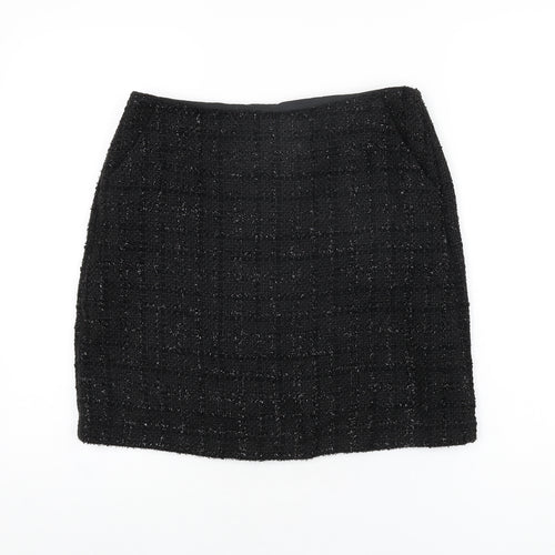 Warehouse Womens Black Polyester A-Line Skirt Size 12 Zip