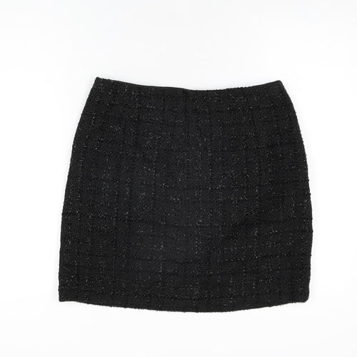 Warehouse Womens Black Polyester A-Line Skirt Size 12 Zip