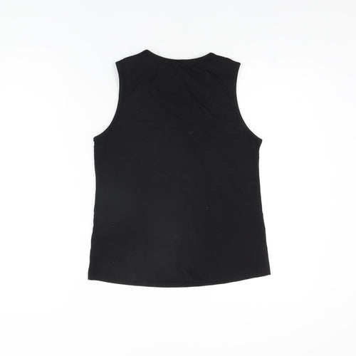 May by Shining Star Womens Black Cotton Basic T-Shirt Size S V-Neck