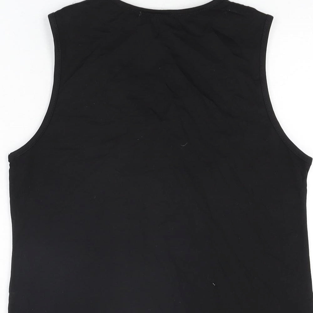 May by Shining Star Womens Black Cotton Basic T-Shirt Size S V-Neck