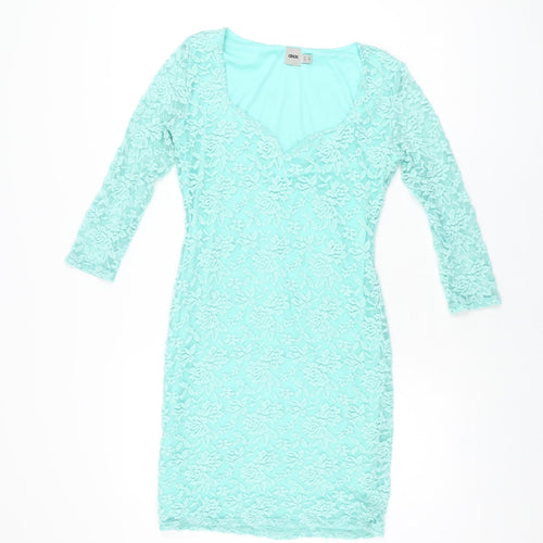 ASOS Womens Blue Floral Nylon Bodycon Size 12 Sweetheart Pullover