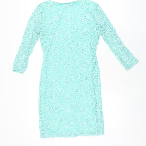 ASOS Womens Blue Floral Nylon Bodycon Size 12 Sweetheart Pullover