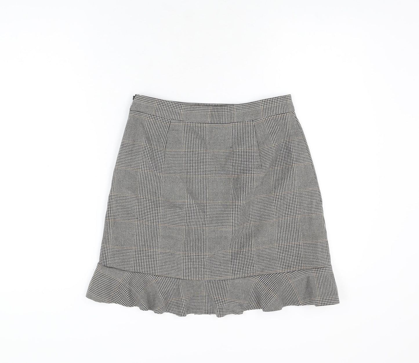 Zara Womens Grey Plaid Polyester Mini Skirt Size S Zip