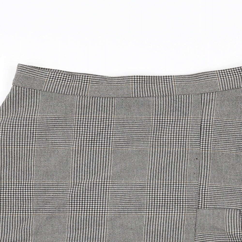 Zara Womens Grey Plaid Polyester Mini Skirt Size S Zip