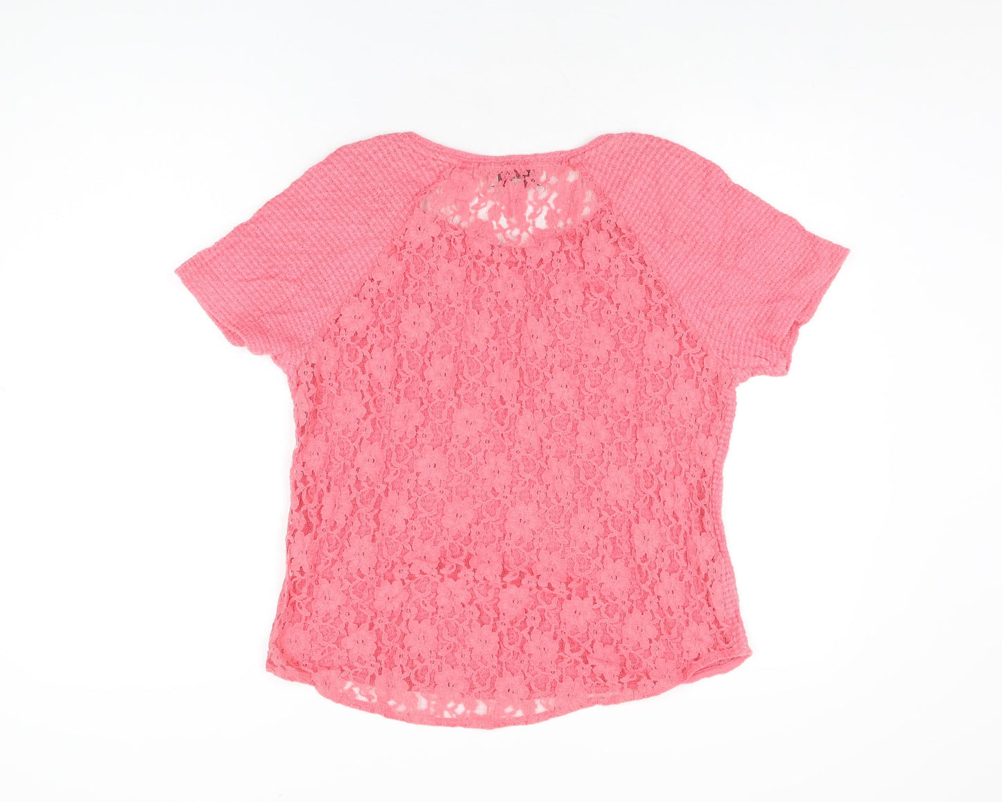 NEXT Womens Pink Polyester Basic T-Shirt Size 14 Round Neck