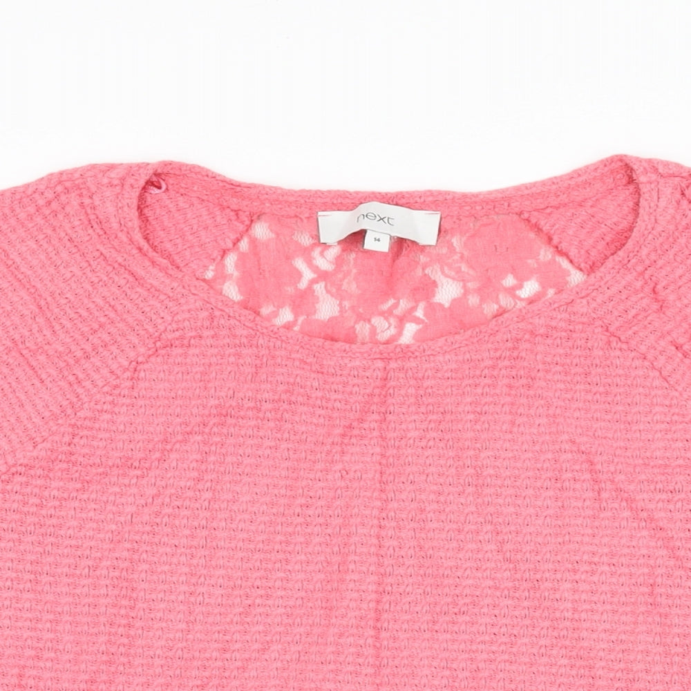 NEXT Womens Pink Polyester Basic T-Shirt Size 14 Round Neck