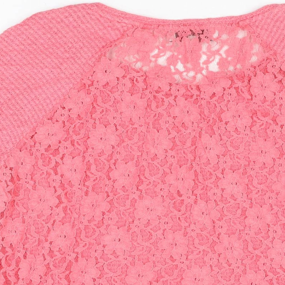 NEXT Womens Pink Polyester Basic T-Shirt Size 14 Round Neck