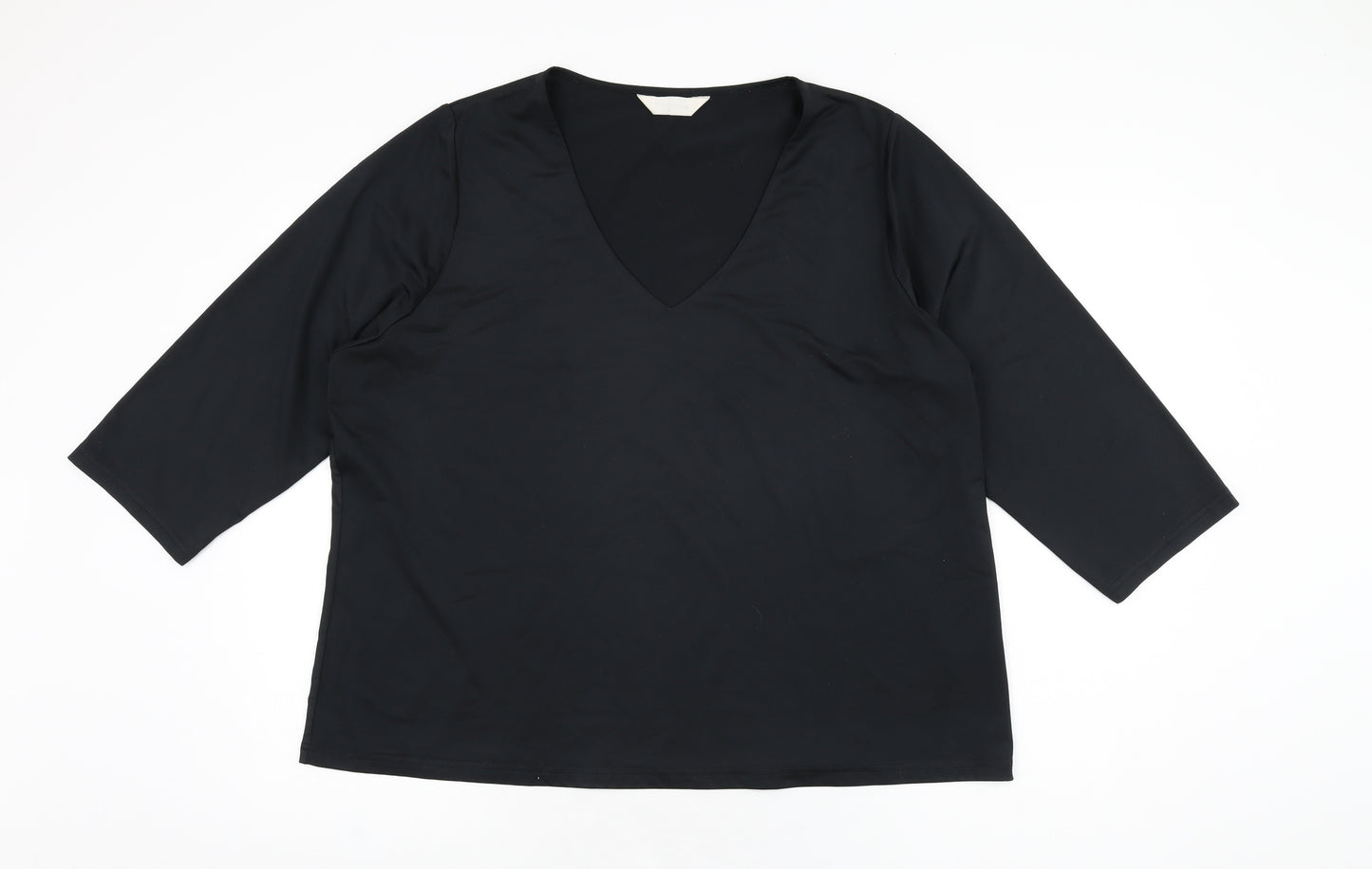 For Women Womens Black Polyester Basic T-Shirt Size 26 V-Neck