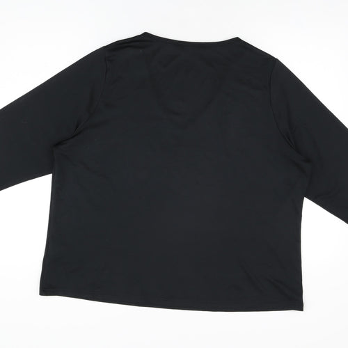For Women Womens Black Polyester Basic T-Shirt Size 26 V-Neck