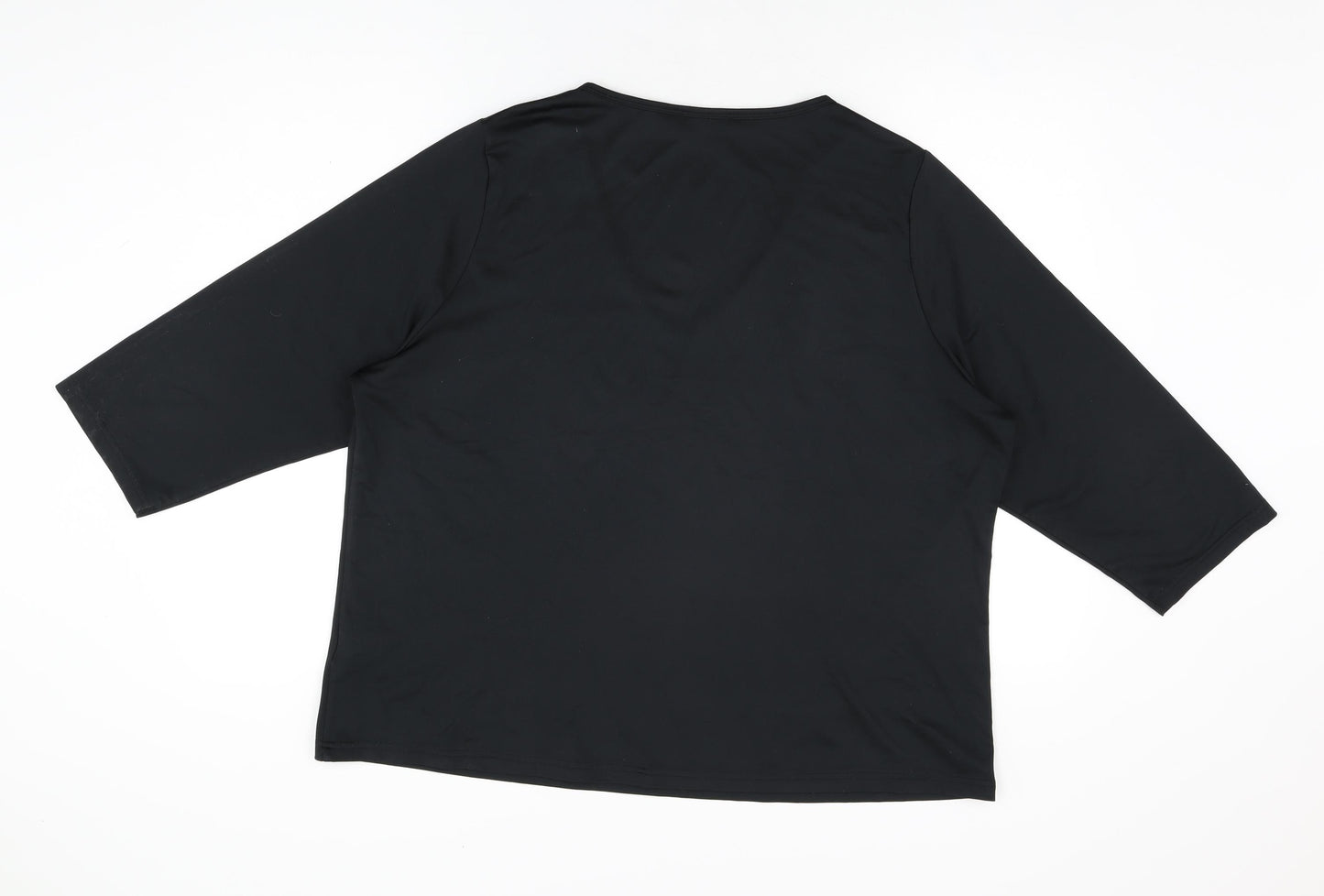 For Women Womens Black Polyester Basic T-Shirt Size 26 V-Neck