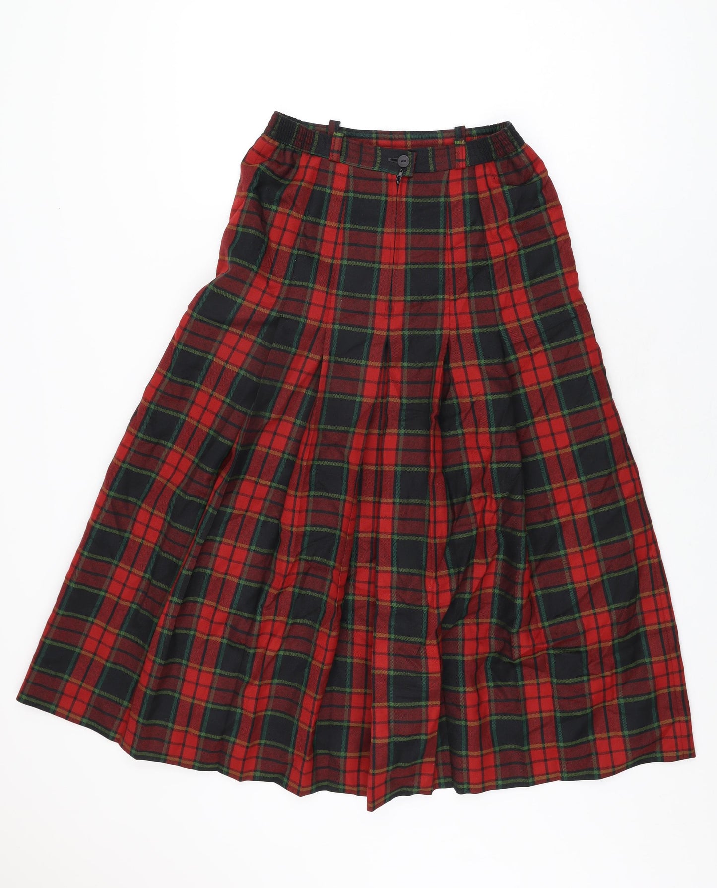 Blarney Womens Red Plaid Polyester Swing Skirt Size 10 Zip