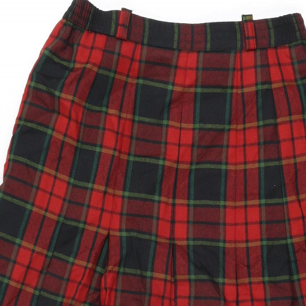 Blarney Womens Red Plaid Polyester Swing Skirt Size 10 Zip
