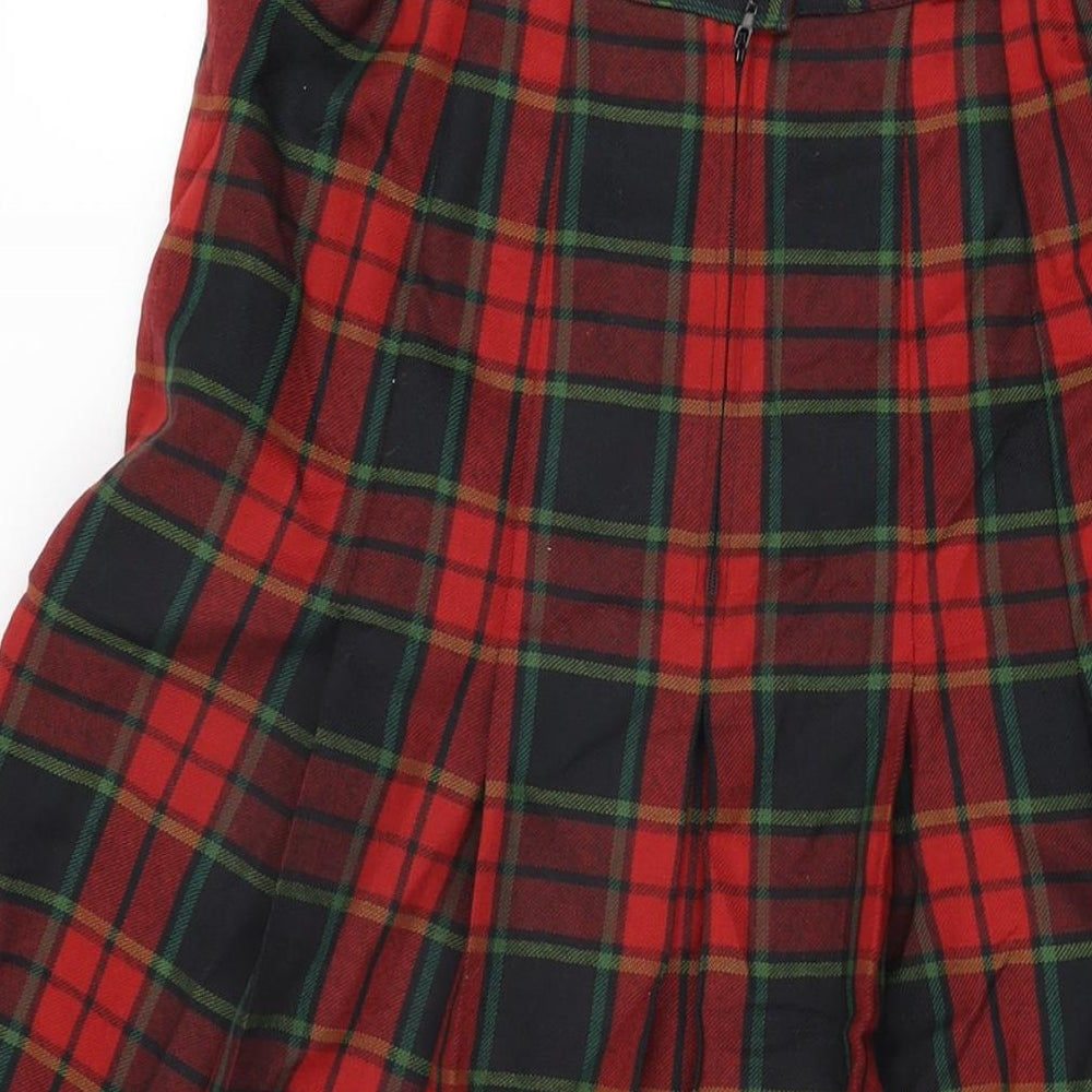 Blarney Womens Red Plaid Polyester Swing Skirt Size 10 Zip