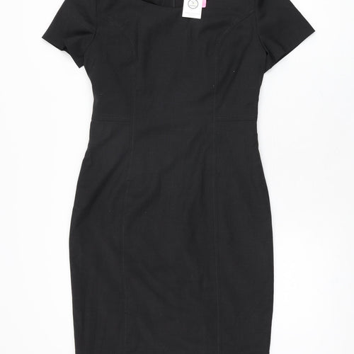 Brook Taverner Womens Black Polyester Bodycon Size 8 Scoop Neck Zip