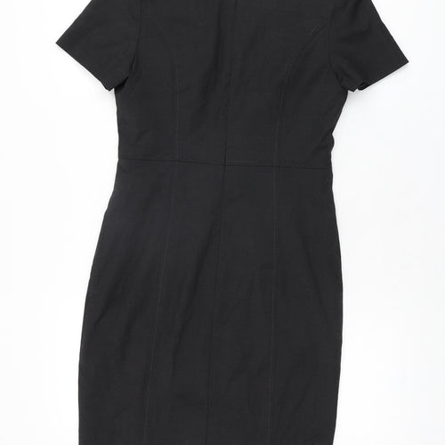 Brook Taverner Womens Black Polyester Bodycon Size 8 Scoop Neck Zip