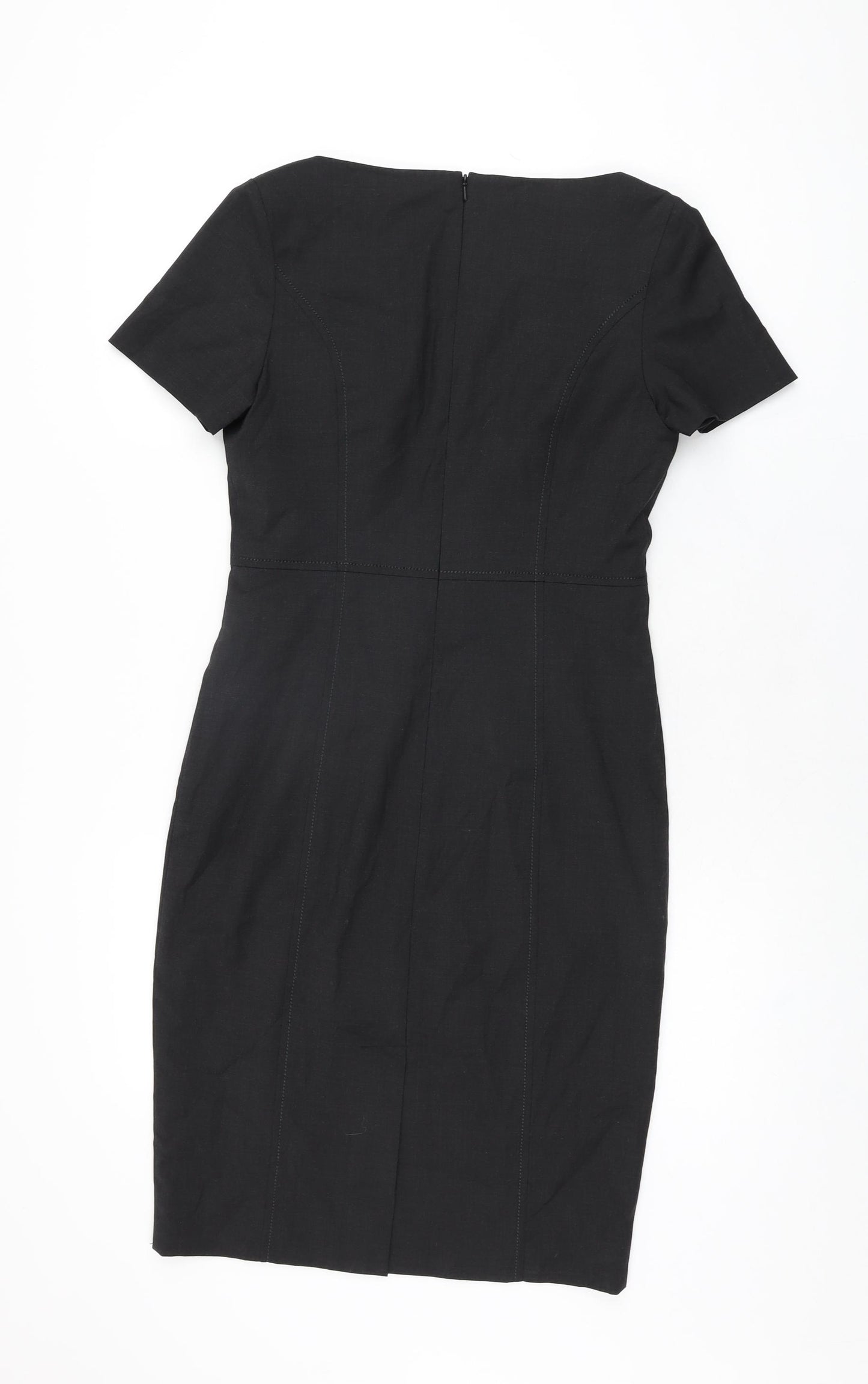 Brook Taverner Womens Black Polyester Bodycon Size 8 Scoop Neck Zip
