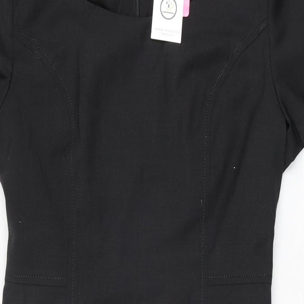 Brook Taverner Womens Black Polyester Bodycon Size 8 Scoop Neck Zip