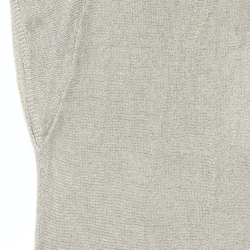 Zara Womens Gold Viscose Basic T-Shirt Size S Round Neck