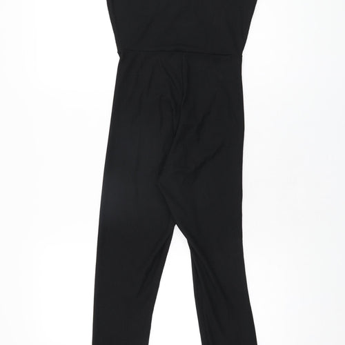 PRETTYLITTLETHING Womens Black Polyester Jumpsuit One-Piece Size 4 L28 in Button