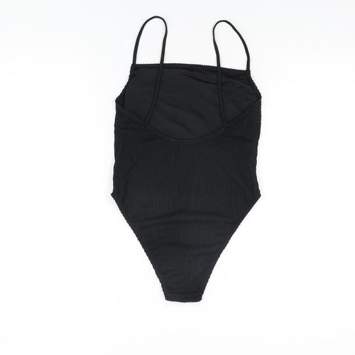 Topshop Womens Black Nylon Bodysuit One-Piece Size 10 Pullover
