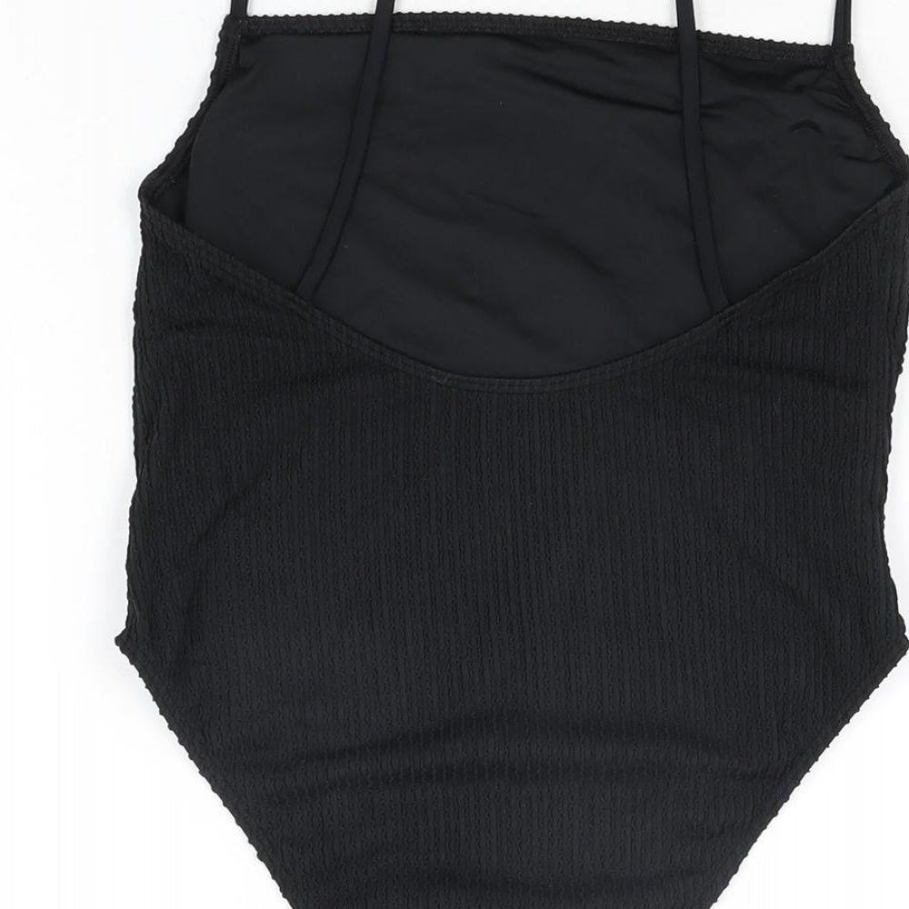 Topshop Womens Black Nylon Bodysuit One-Piece Size 10 Pullover
