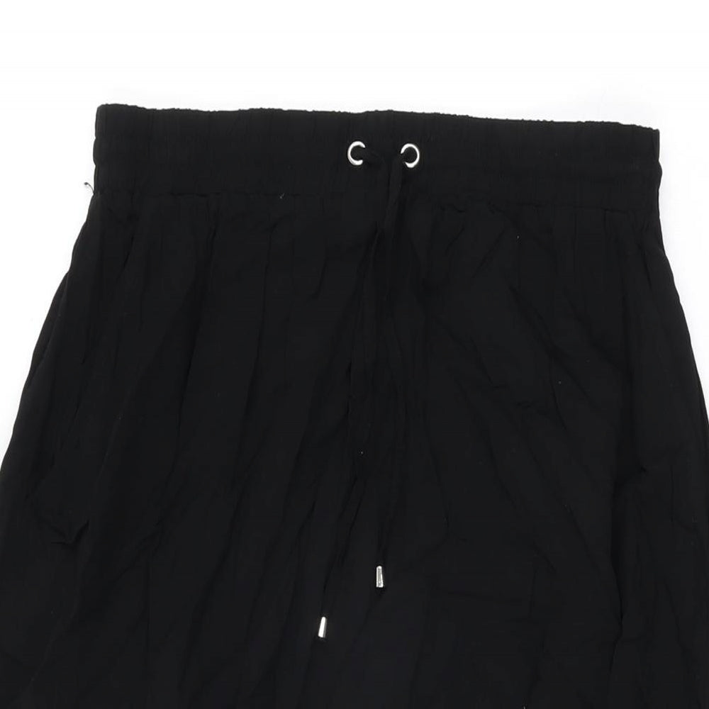 New Look Womens Black Polyester Swing Skirt Size 8 Drawstring
