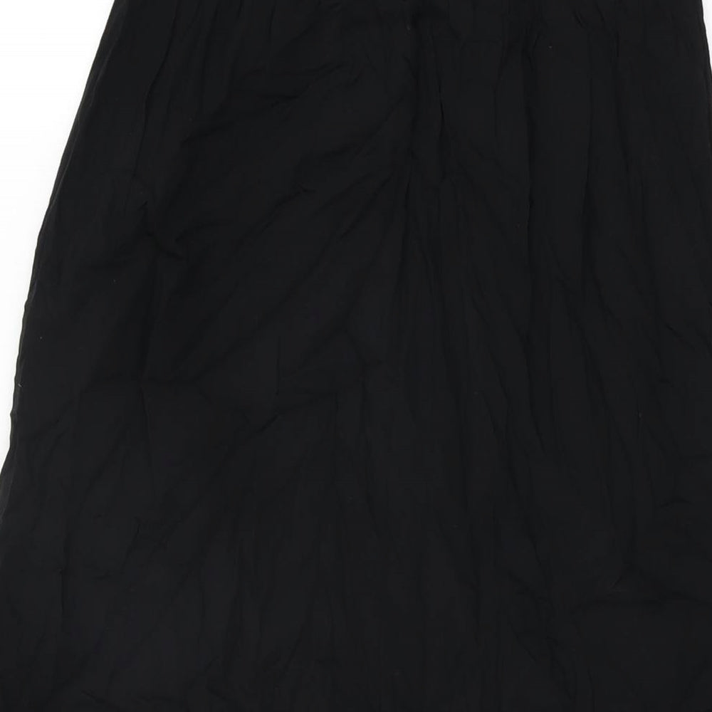 New Look Womens Black Polyester Swing Skirt Size 8 Drawstring